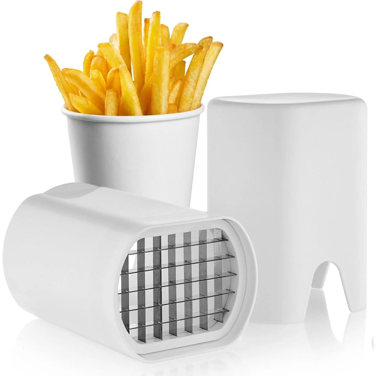Potato Masher Ricer - أداة تقطيع القلي الفرنسية البيضاء، أداة