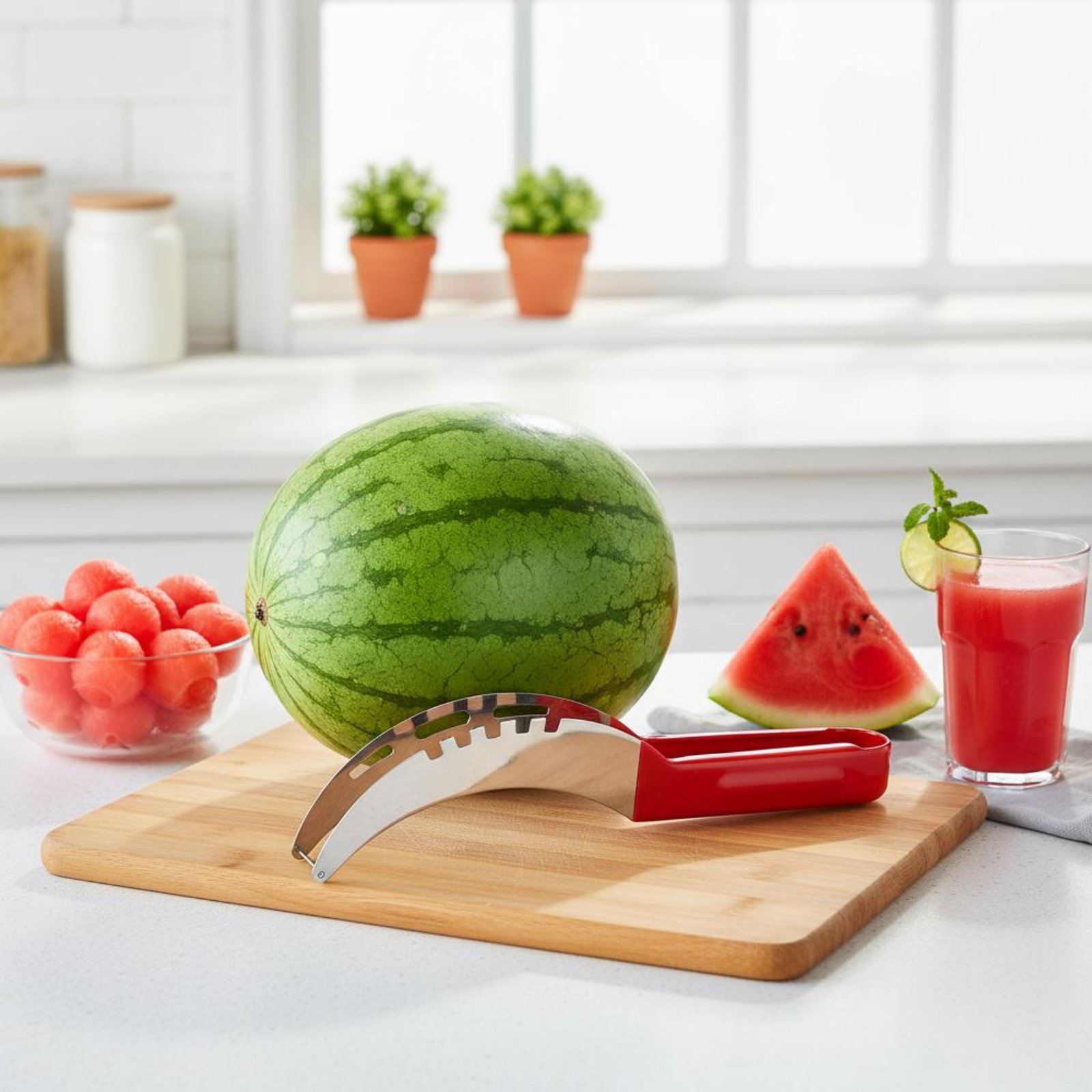 Kitchen Gadgets Kitchen - قطاعة مكعبات البطيخ من الفولاذ المقاوم