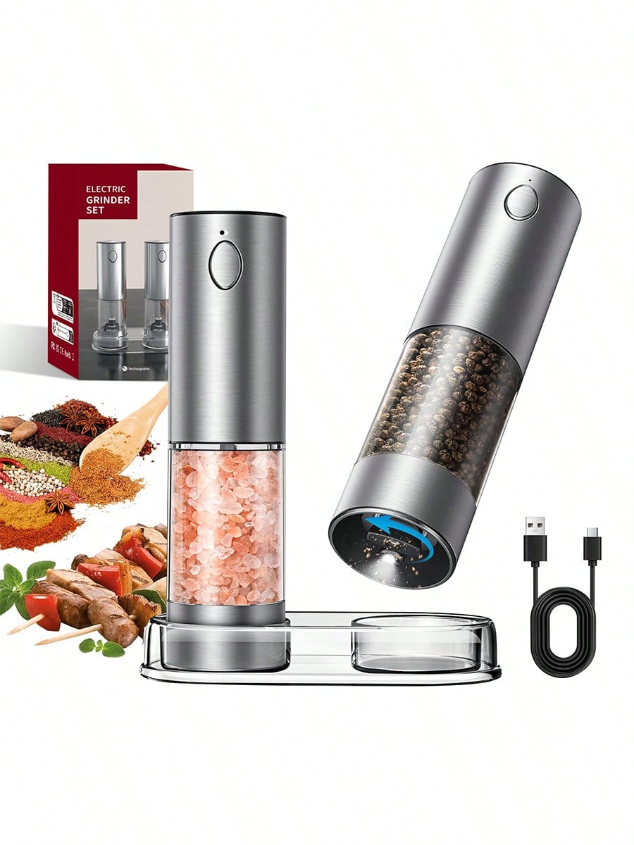 Kitchen Gadgets Ideas - مجموعة مطحنة ملح وفلفل كهربائية مكونة