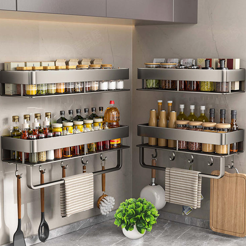 Kitchen Gadgets Storage Ideas - رف مطبخ من الألومنيوم، رف تخزين