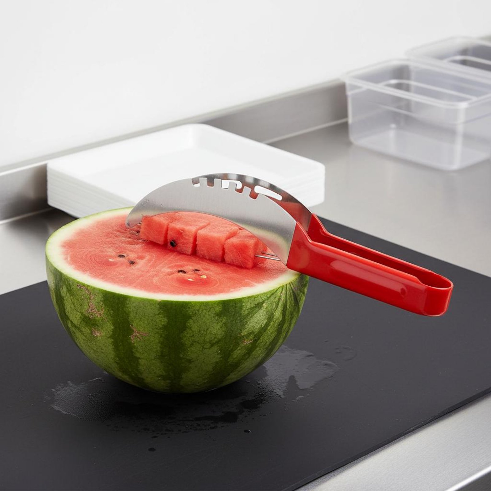 قطاعة مكعبات البطيخ من الفولاذ - مراجعة Kitchen Gadgets Kitchen وسعره